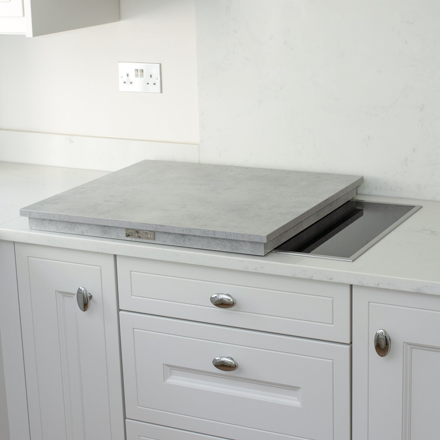 Wooden Hob Cover, Electric, Half, Grey Cloud